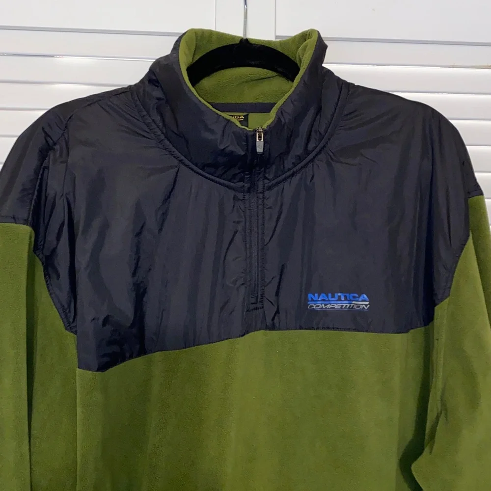 VTG Nautica Competition Sport Pullover 1/2 Zipper Fleece Olive Green Size XXL